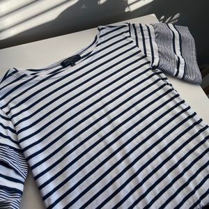 Flounce sleeve striped top
